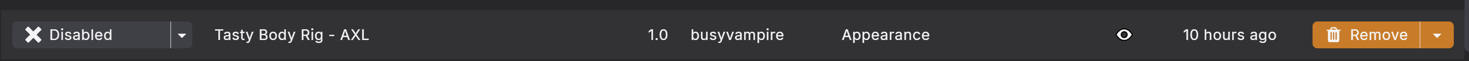 Disabling Tasty Body Rig in Vortex
