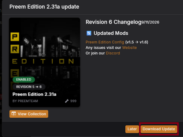 Update overview popup in Vortex